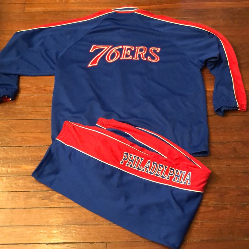 Philadelphia 76ers Vintage XXL Tracksuit Made in Korea USG blue red embroidered